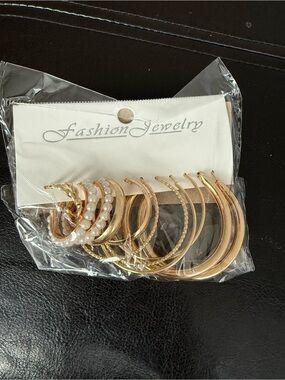 Fashion Jewelry Gold-Tone Hoop and Pearl Accent Earring Set